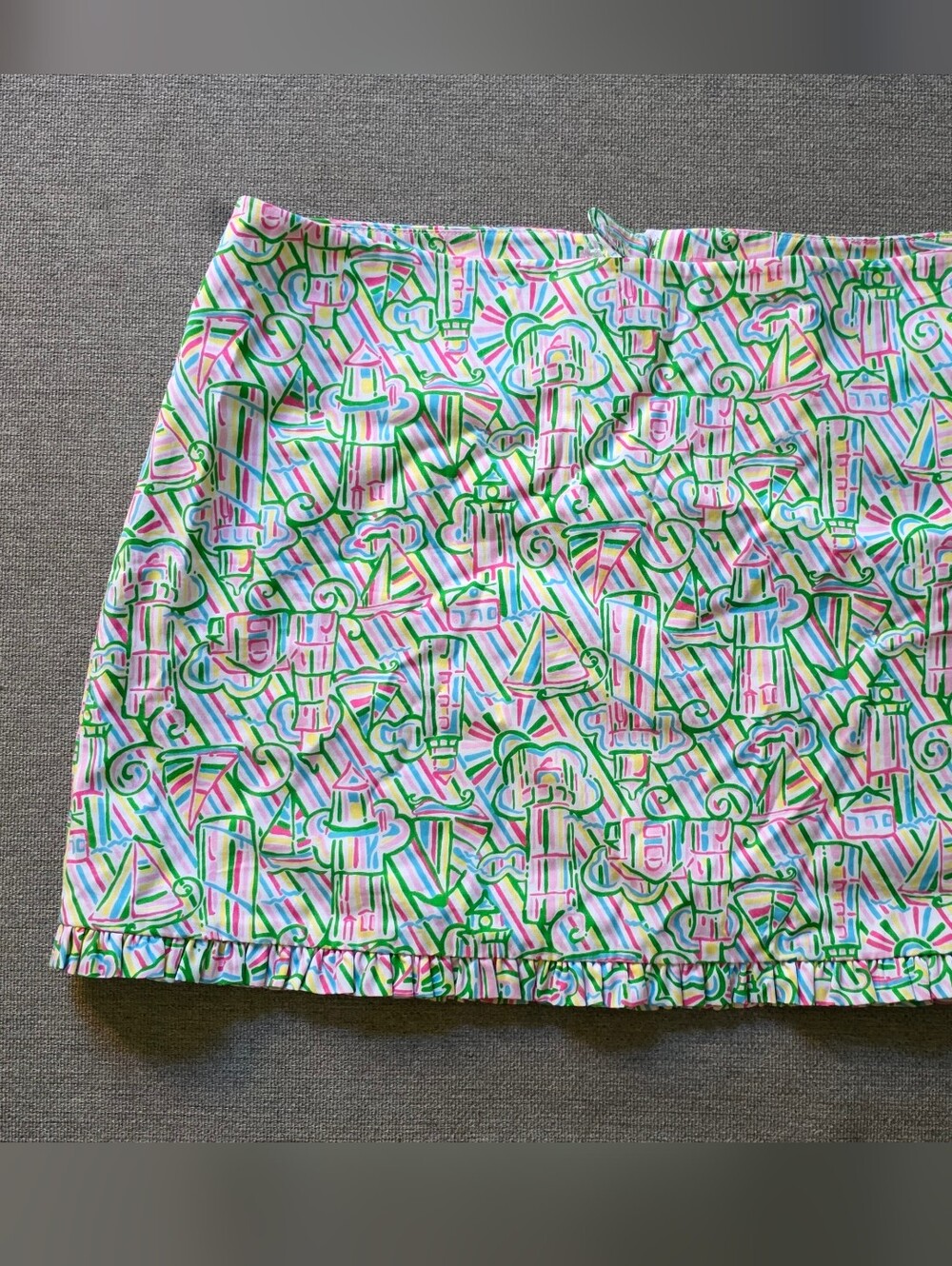 Lilly Pulitzer Multicolor Striped & Swirl Print Skirt — Pink, Green & Blue